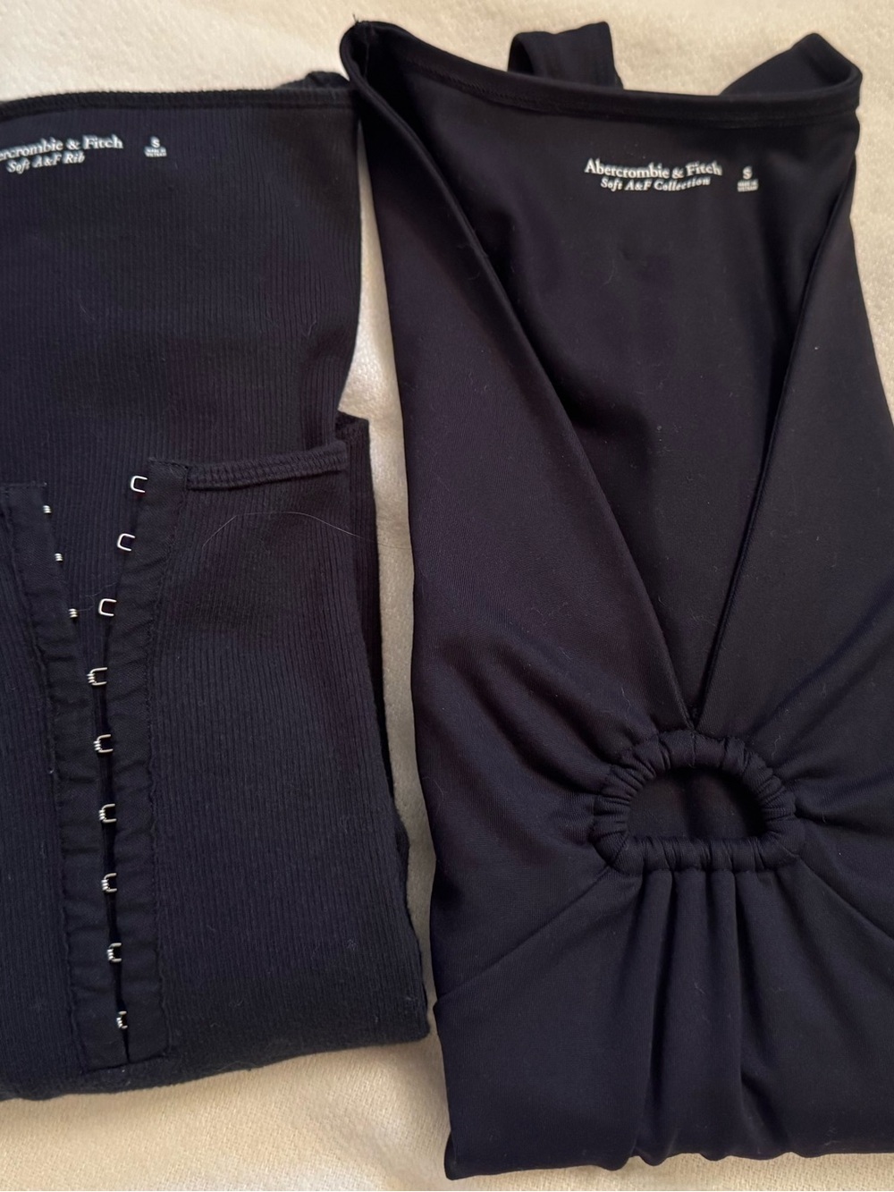 Abercrombie & Fitch Black Long-Sleeve Twist-Front and clasp front Bodysuits